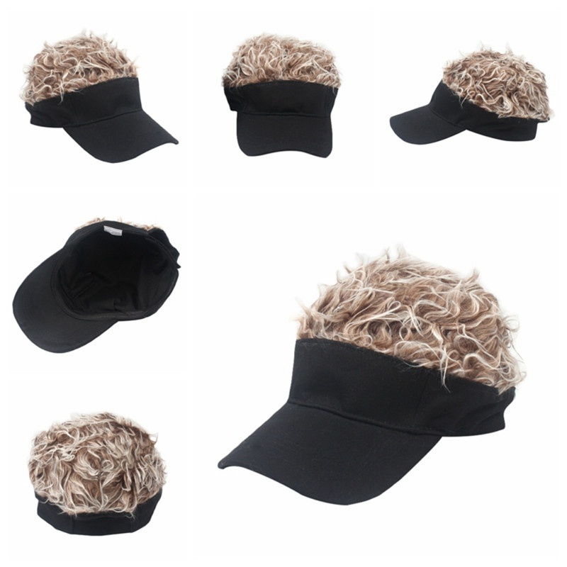 sun visor hat with hair